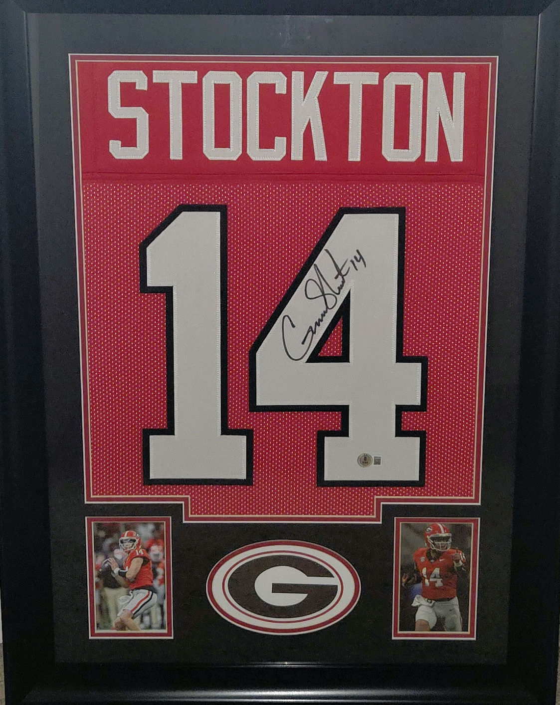 Framed Autographed Gunner Stockton Georgia Jersey auction item