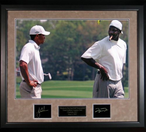 Framed Tiger Woods & Michael Jordan auction item